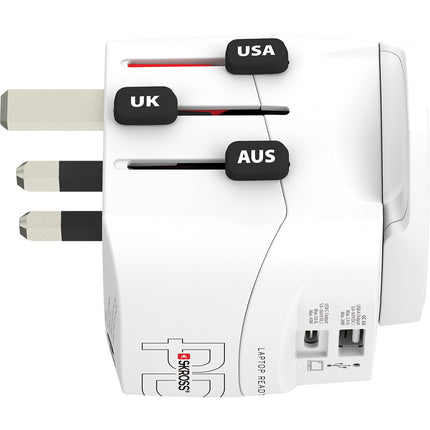 Adaptateur de voyage SKROSS Monde vers monde + 1 USB A + 1 USB C
