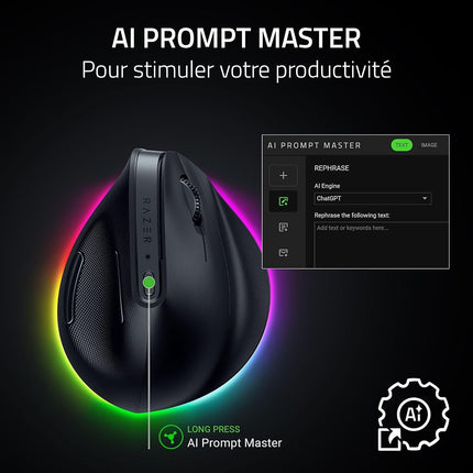 Souris Gamer Sans Fil RAZER PRO CLICK V2 VERTICAL NOIR