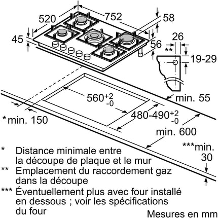Plaque gaz NEFF T27PIQ4S0, N70, FlameSelect