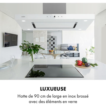 Hotte décorative îlot KLARSTEIN Valeria îlot 90cm 650m³/h CEE A blanc