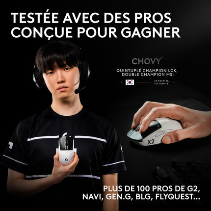 Souris Gamer Sans Fil LOGITECH PRO X2 SUPERSTRIKE LUNAR ECLIPSE