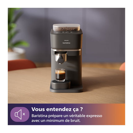 Machine à expresso PHILIPS Baristina BAR303/00 cafetière à grain Blanche + mousseur à Lait