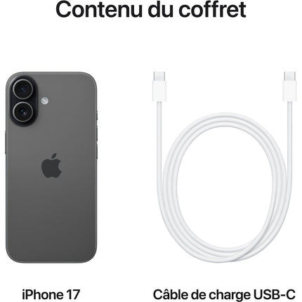 Smartphone APPLE iPhone 17 Noir 256Go Batterie Neuve Reconditionné