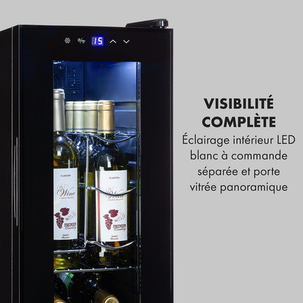 Cave à vin de service KLARSTEIN Shiraz 12 Slim Uno - Noir
