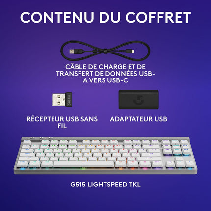 Clavier gamer sans fil LOGITECH G515 Lightspeed TKL tactile