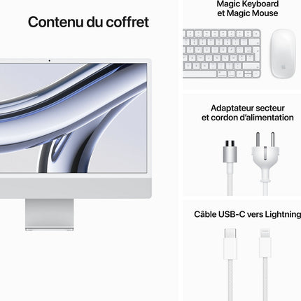 Ordinateur Apple IMAC 24' M1 8Go RAM 256Go SSD Argent Reconditionné