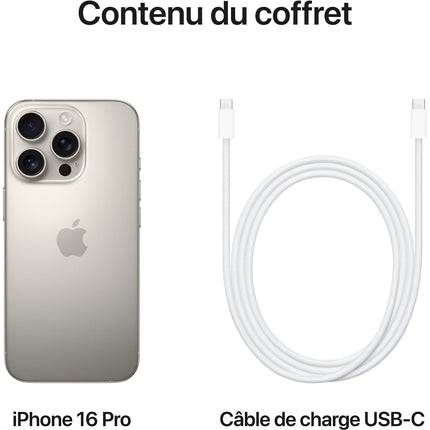 Smartphone APPLE iPhone 16 Pro Titane Naturel 128Go Reconditionné