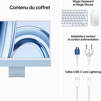Ordinateur Apple IMAC 24' M1 8Go RAM 512Go SSD Bleu Reconditionné