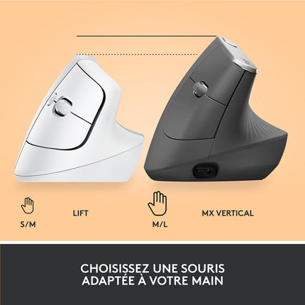 Souris sans fil LOGITECH Lift Ergonomique Silencieuse Graphite