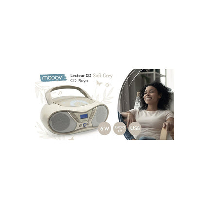 Radio CD MOOOV Lecteur CD Soft Grey avec radio FM et po