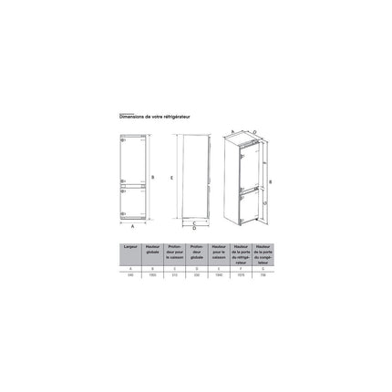 Réfrigérateur combiné encastrable ESSENTIELB ERCVI200-55miB1 194cm