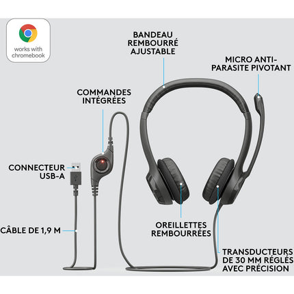 Micro-casque LOGITECH H390 avec Microphone Antibruit