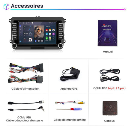 Autoradio connecté JUNSUN pour VW Golf 5 6 Passat Polo 6R Carplay