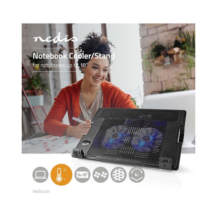 Support ordinateur portable NEDIS PC 18" 2 Ventilateurs LED Puissant