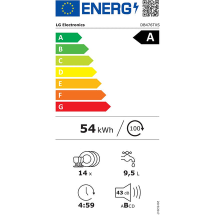 Lave vaisselle encastrable LG DB476TXS TrueSteam