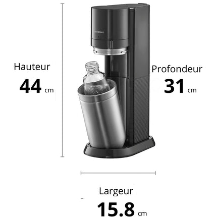 Machine à soda SODASTREAM DUO Noire Pack 2 carafes + 2 bouteilles