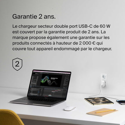 Chargeur BELKIN 2x USB-C 30W Blanc