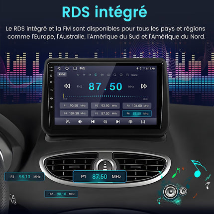 Autoradio connecté JUNSUN pour Renault Clio 3 2005-14 128G Carplay