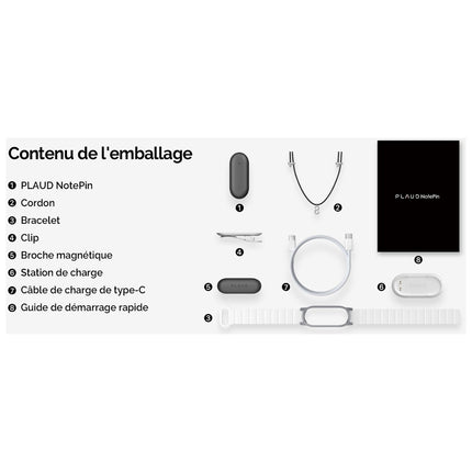 DICTAPHONE PLAUD NotePin Cosmic Gray & accessoires