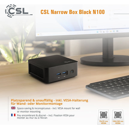 Mini PC CSL-COMPUTER Narrow Box Black 8Go 1000Go Win11 Pro