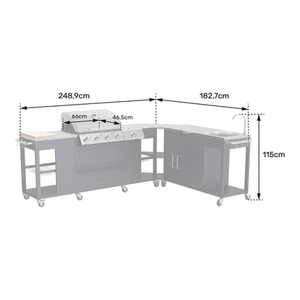 Barbecue gaz HAPPY GARDEN Cuisine d'angle d'extérieur TEXAS - 4+1