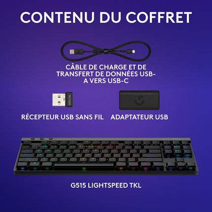 Clavier gamer sans fil LOGITECH G515 Lightspeed TKL tactile