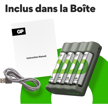 Chargeur de piles GP B441 + 4 AAA 850mAh