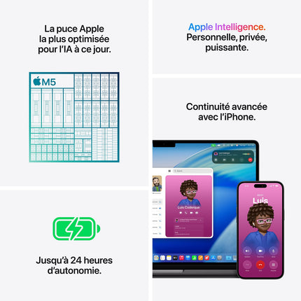 Ordinateur Apple MACBOOK Pro 14" Puce M5 CPU 10 / GPU 10 coeurs Mémoire RAM