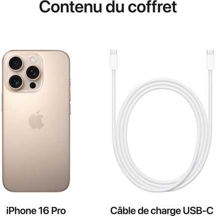 Smartphone APPLE iPhone 16 Pro Titane Sable 256Go Reconditionné