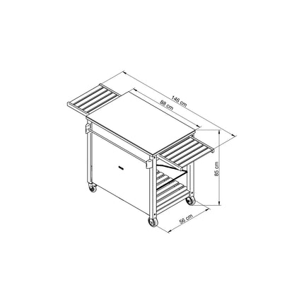Chariot Plancha ENO Emile bois compatible plancha de 45 à 80 cm