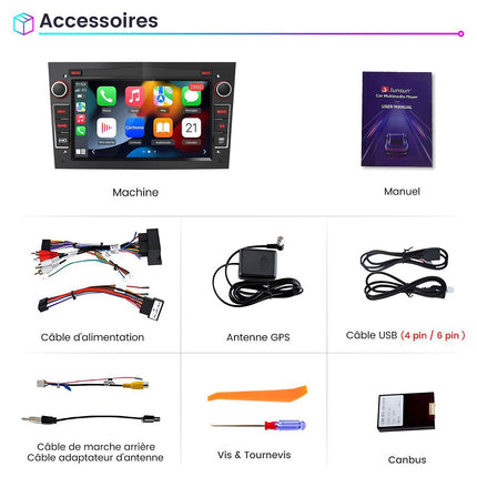Autoradio connecté JUNSUN pour 7" Opel Astra H Corsa C/D Carplay