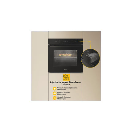 Four encastrable fonction vapeur WHIRLPOOL WOI7A8FPT1SBAF Vapeur AirFry