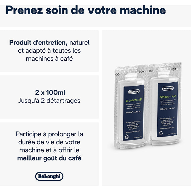 Détartrant DELONGHI DLSC200 ECODECALK 2 x 100 ML pour machine à café