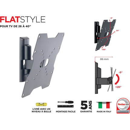 Support mural TV MELICONI ETR-200 FLAT 26-40 pouces
