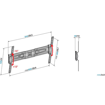 Support mural TV MELICONI inclinable GS T600 - TV 50-82p