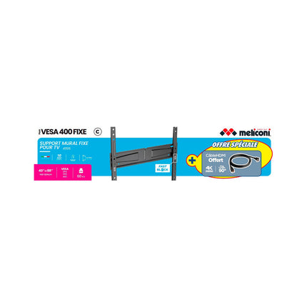 Support mural TV MELICONI support TV VESA 400 + cable HDMI 4K 1.5M