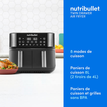 Friteuse sans huile NUTRIBULLET airfryer 8L double bac NBA081B