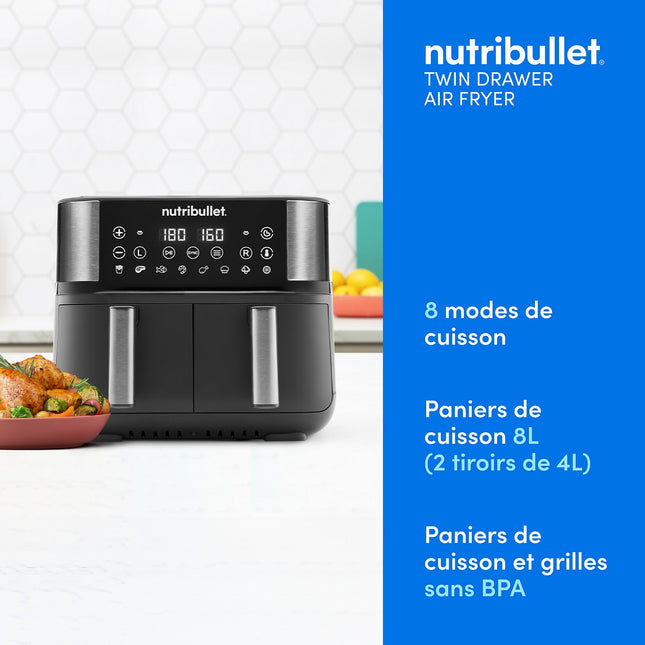 Friteuse sans huile NUTRIBULLET airfryer 8L double bac NBA081B