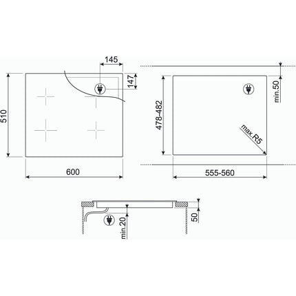 Plaque induction SMEG SIM3644D