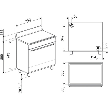 Piano de cuisson gaz SMEG TR90GPP