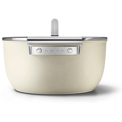 Faitout SMEG 24cm céramique crème avec couvercle