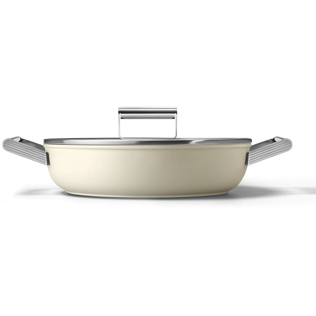 Sauteuse SMEG 28cm céramique crème avec couvercle