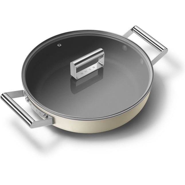 Sauteuse SMEG 28cm céramique crème avec couvercle
