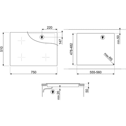 Plaque induction SMEG SI1M24744D