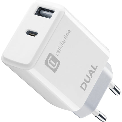 Chargeur CELLULARLINE 20W PowerDelivery Blanc x2 ports