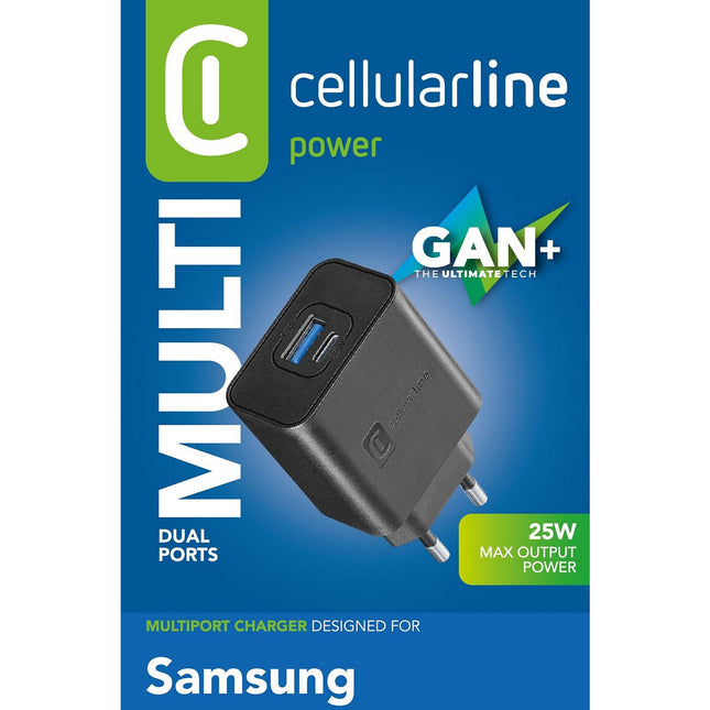 Chargeur CELLULARLINE 25W USB-C PD Samsung noir