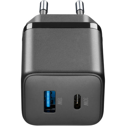 Chargeur CELLULARLINE 30W GAN 2 ports noir