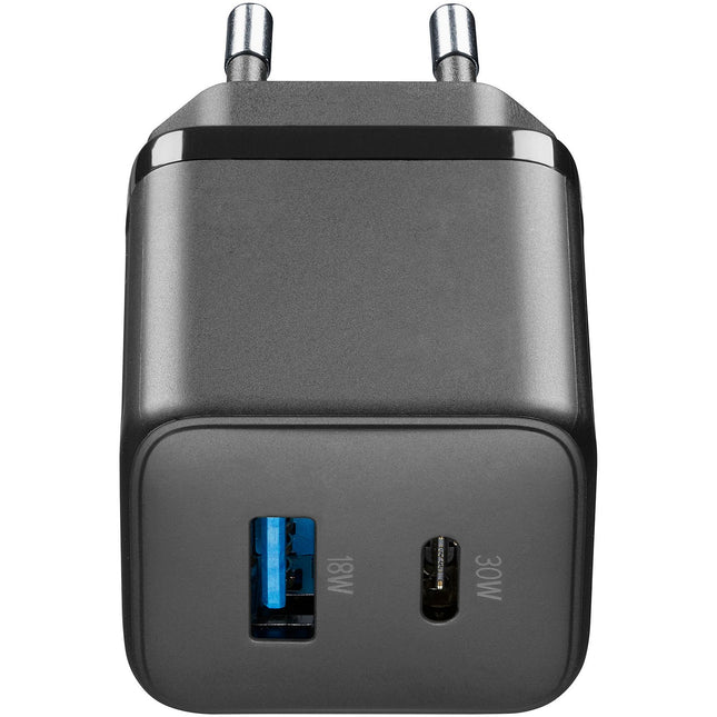 Chargeur CELLULARLINE 30W GAN 2 ports noir