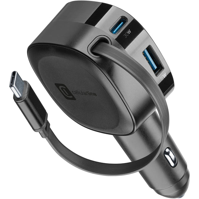 Chargeur allume cigare CELLULARLINE avec cable euroleur USB-C automatique 60