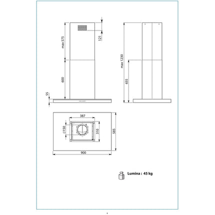 Hotte décorative îlot FALMEC LUMINA2420